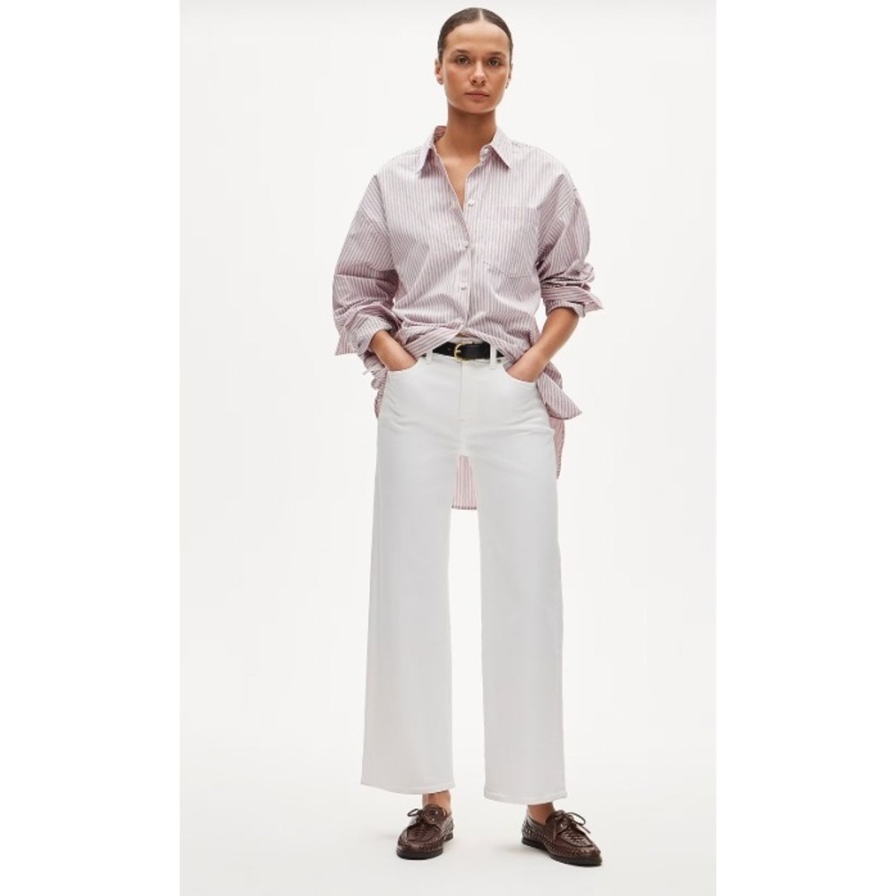 J.Crew Slim High Rise Wide Leg Jeans White 27T Tall Clean Girl Preppy Coastal